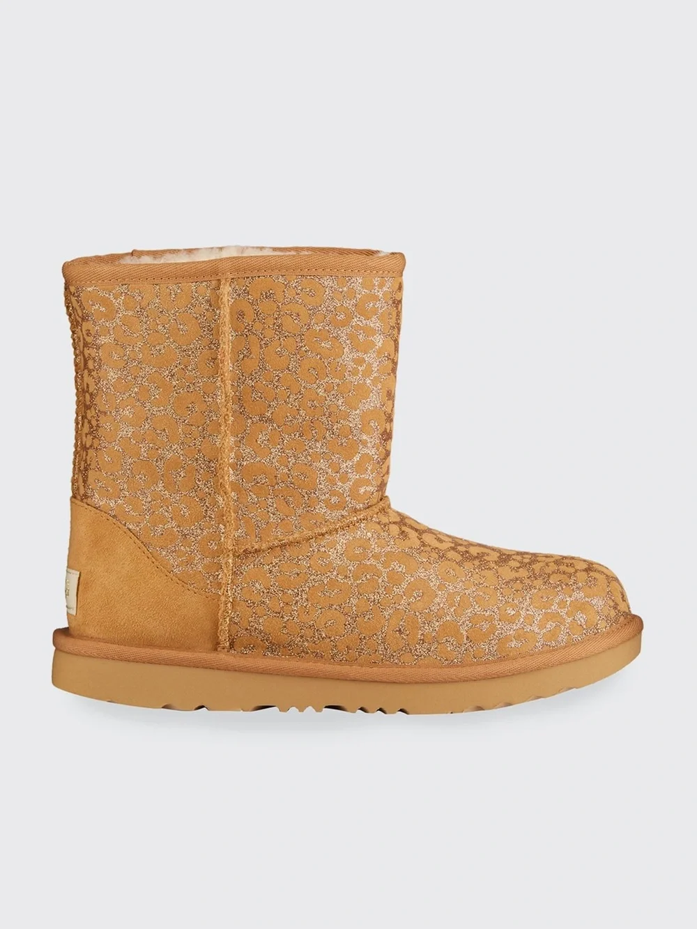 UGG Girl's Classic II Metallic Glitter Leopard Suede Boots, Baby/Toddler SZ 10